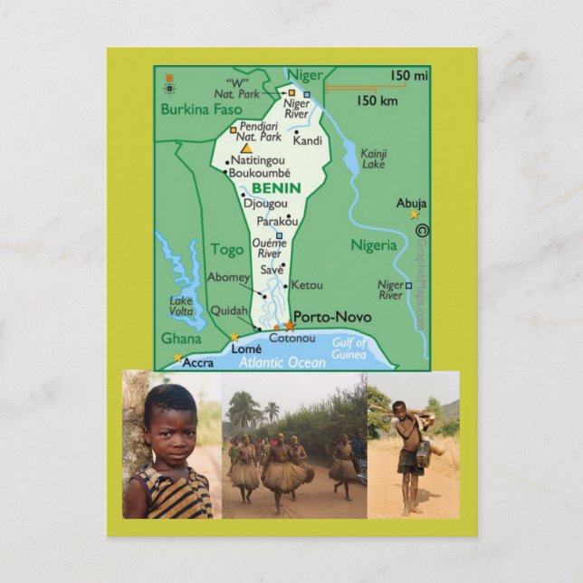 Map Postcard of Benin (Front)