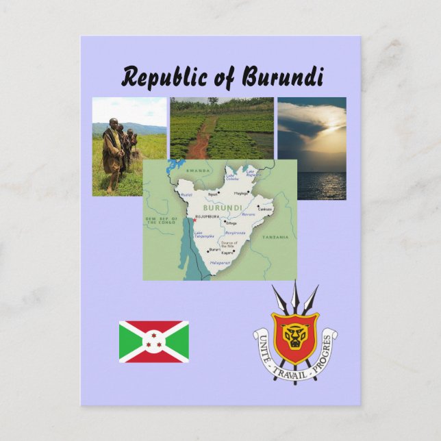 Map postcard of Burundi (Front)