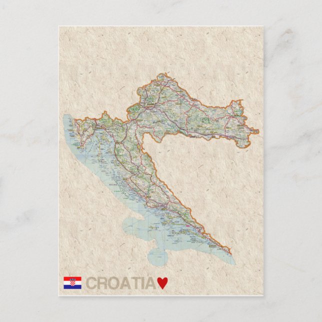 MAP POSTCARDS ♥ Croatia (Front)
