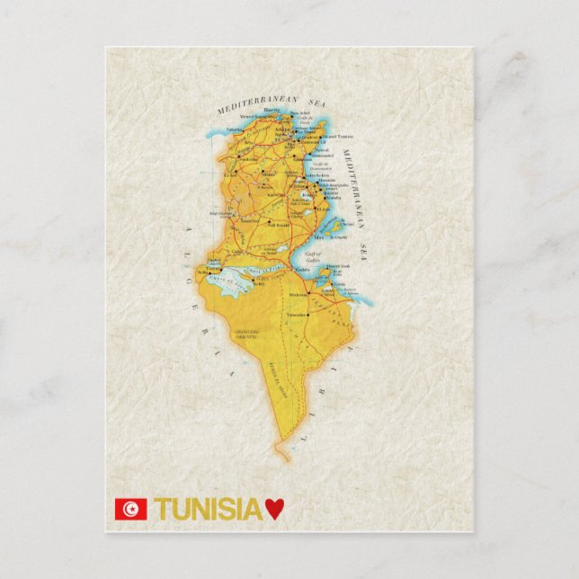 MAP POSTCARDS ♥ Tunisia (Front)