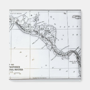 Map Proposed Isthmian Canal Routes Magnet