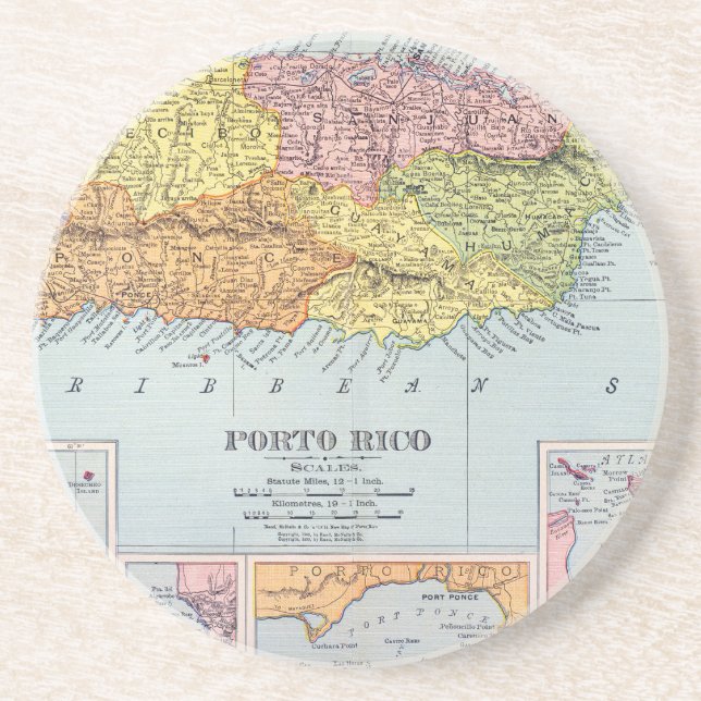 MAP: PUERTO RICO, 1900 COASTER (Front)
