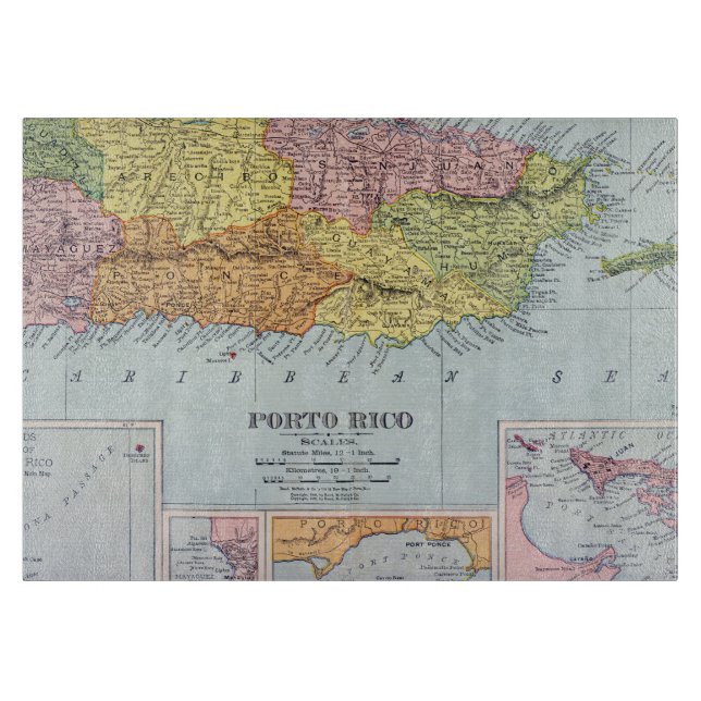MAP: PUERTO RICO, 1900 CUTTING BOARD (Front)