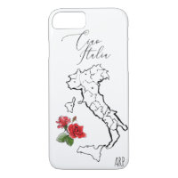 *~* Map Red Rose Green Leaf Italy Ciao Italia