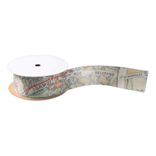 Map Ribbon Satin Ribbon