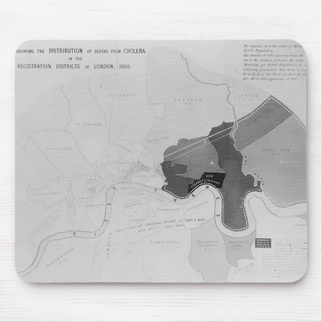 Map showing the Distribution of Deaths Mouse Pad (Front)