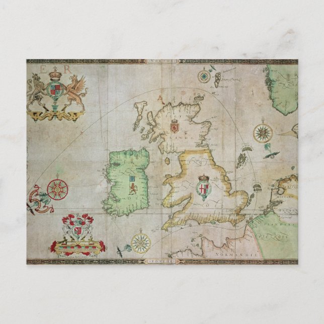 Map showing the route of the Armada fleet Postcard (Front)