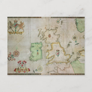 Map showing the route of the Armada fleet Postcard