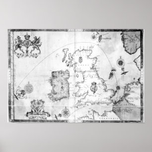 Map showing the route of the Armada fleet Poster
