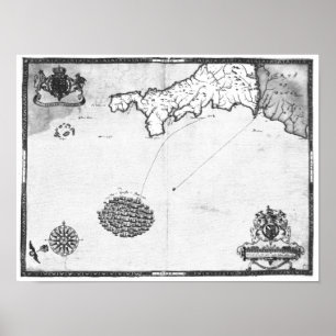 Map showing the route of the Armada fleet Poster