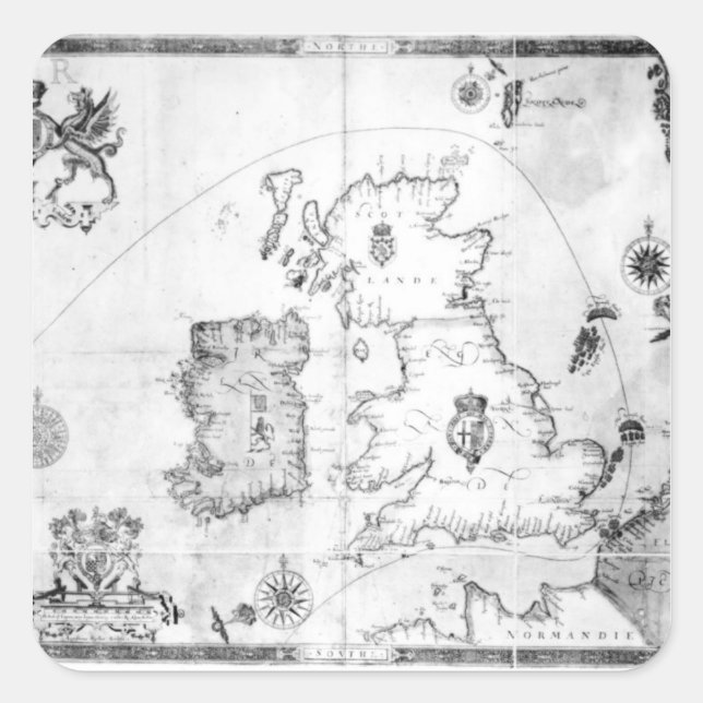 Map showing the route of the Armada fleet Square Sticker (Front)