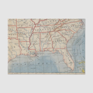 Map Southeastern United States 1888 Tissue Paper