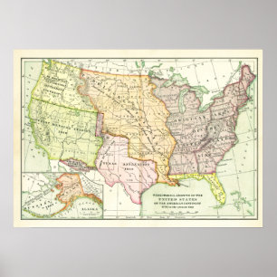 Map Territorial Growth United States Retro Poster