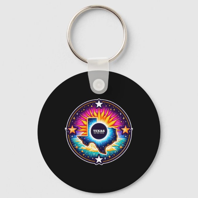 Map Total Solar Eclipse April 8 2024  Key Ring (Front)