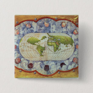 Map tracing Magellan's world voyage 15 Cm Square Badge