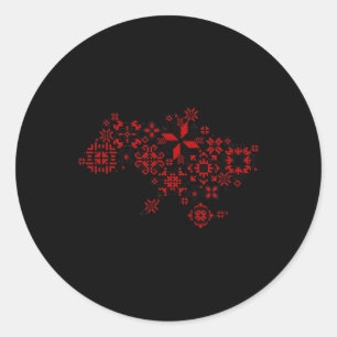 Map Ukraine - Thread Embroidery - Ukrainian Embroi Classic Round Sticker