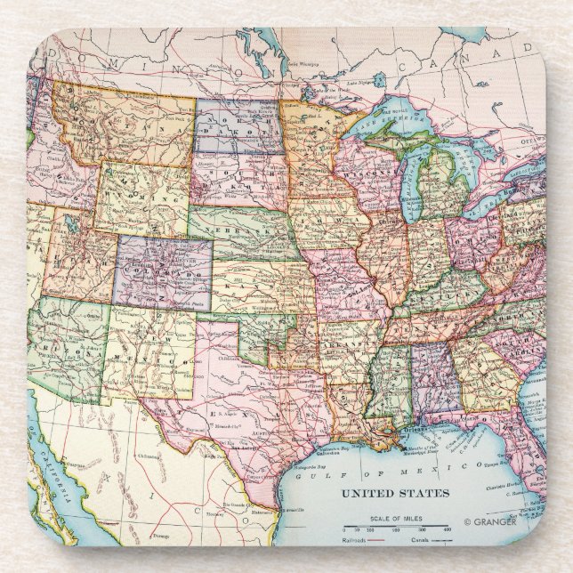 Map: United States, 1905 Coaster (Front)