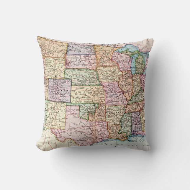 Map: United States, 1905 Cushion (Front)