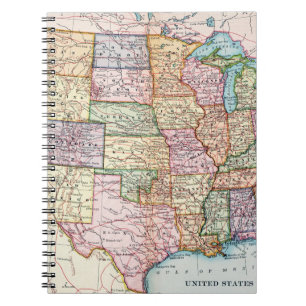 Map: United States, 1905 Spiral Notebook