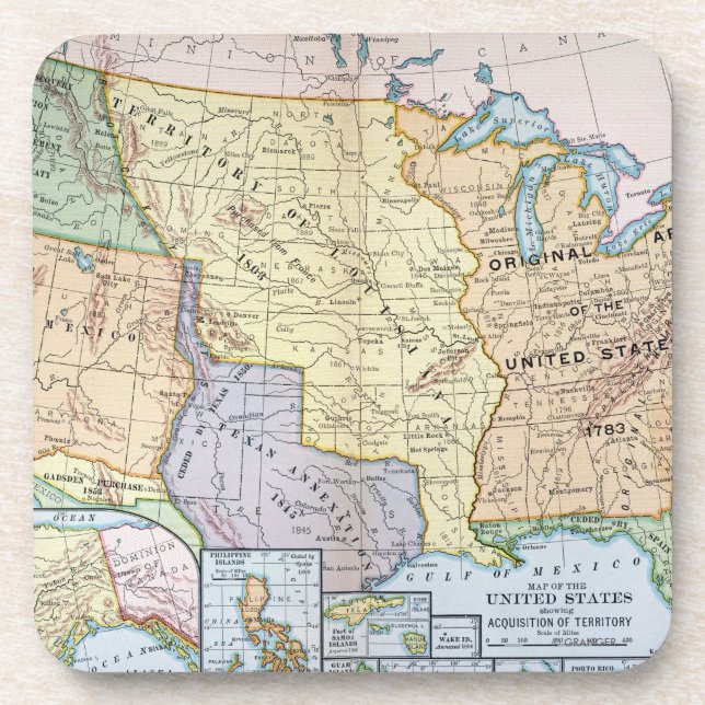 Map: US Expansion, 1905 Coaster (Front)