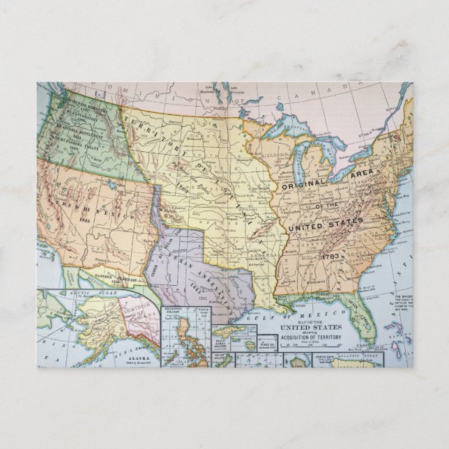 Map: US Expansion, 1905 Postcard (Front)