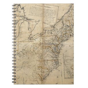 MAP: USA, 1783 SPIRAL NOTEBOOK