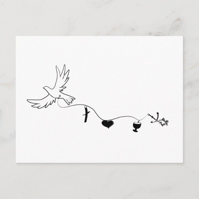 Map with a Dust and Christian Symbols Postcard (Front)