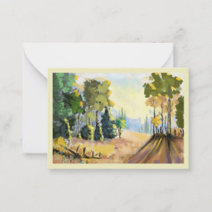 Map with forest landscape and undergrowth. card