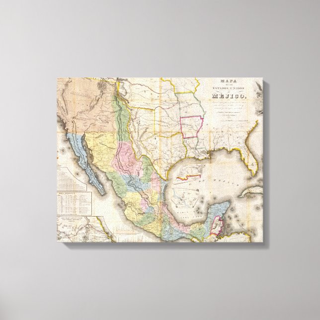 Mapa de los Estados Unidos De Mejico Canvas Print (Front)