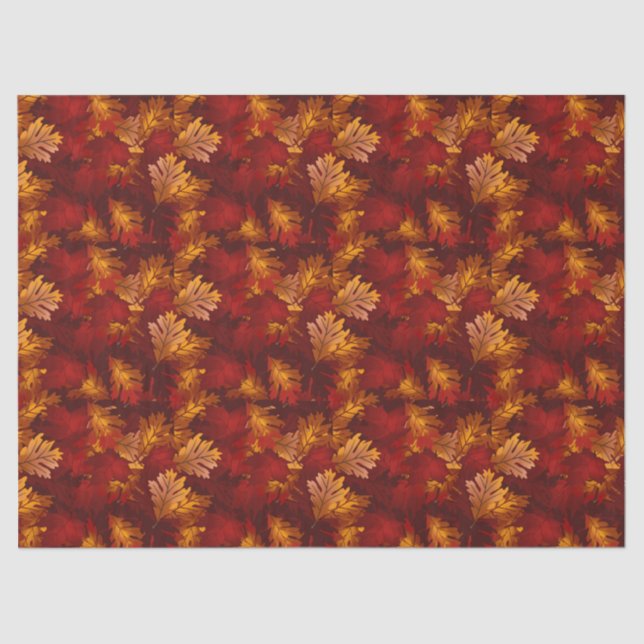 Maple and Oak Foliage Autumn Colours Tissue Paper (Front)