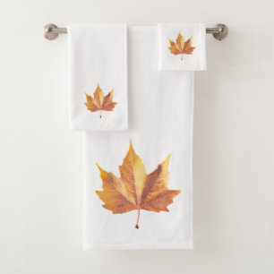 Maple autumn leaf bath towel set