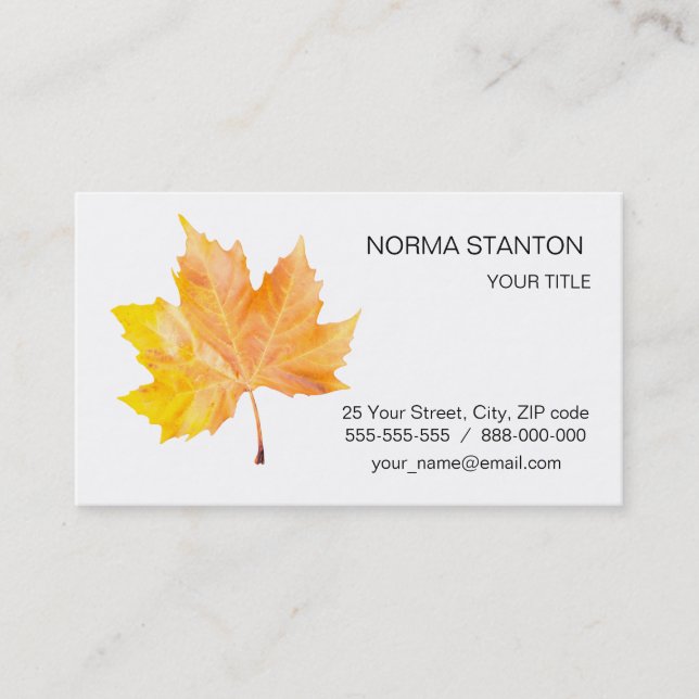 Maple autumn leaf business card (Front)