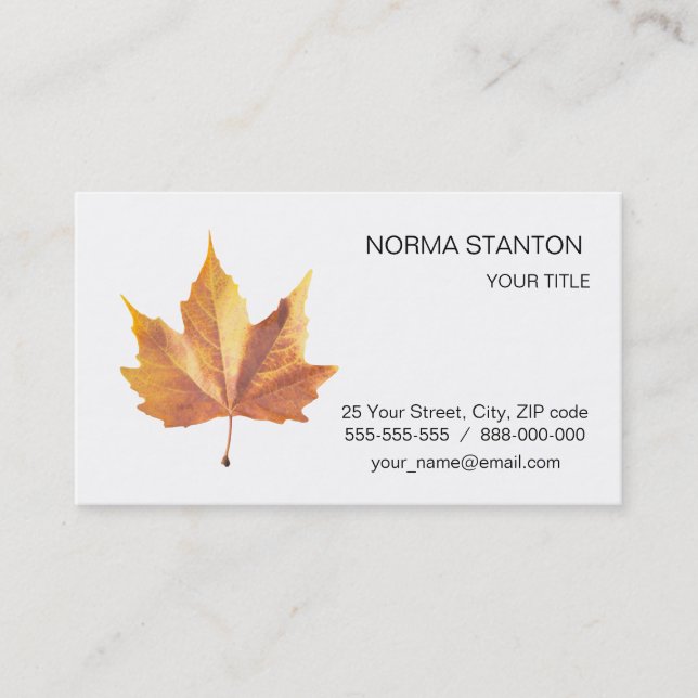 Maple autumn leaf business card (Front)