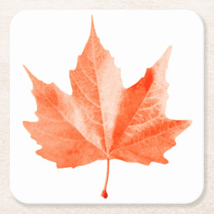 Maple autumn leaf square paper coaster