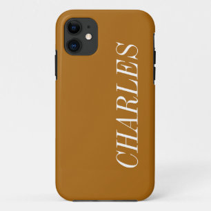 Maple Brown Solid Colour Minimalist Name Case-Mate iPhone Case