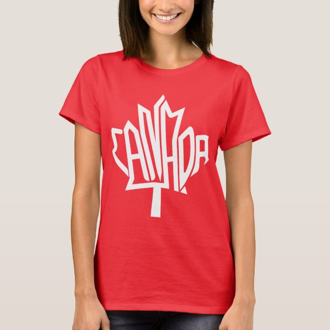 Maple CANADA TEXT FLAG LOGO BY MASANSER PIXELAT T-Shirt (Front)