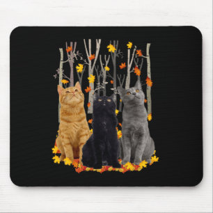Maple Cat Leaf Fall Hello Autumn Fun Kitty Mouse Pad