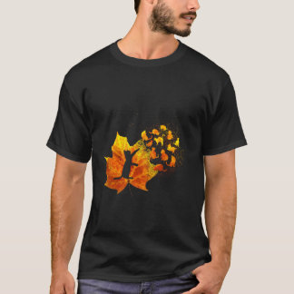 Maple Cat Leaf Fall Hello Autumn Funny Cat Kitten  T-Shirt