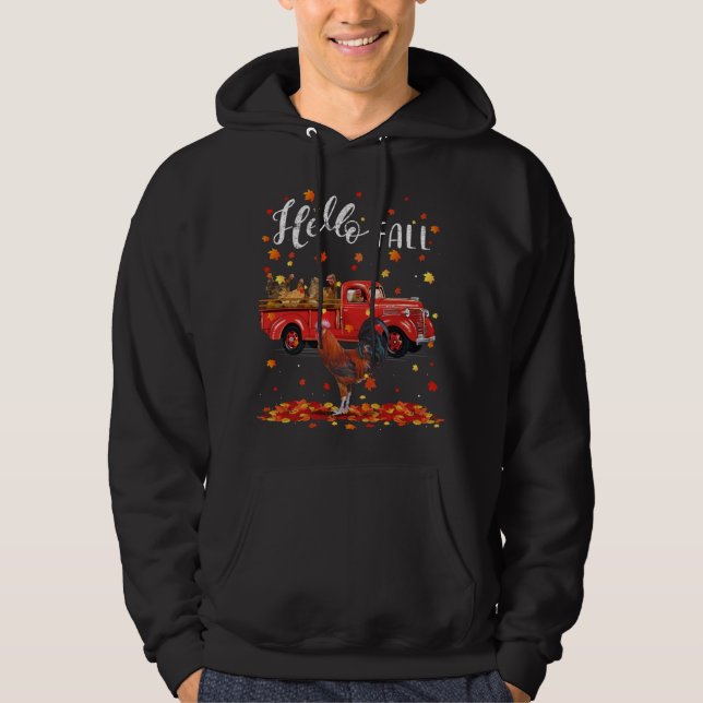 Maple Chicken Leaf Fall Autumn Red Truck Hoodie (Front)