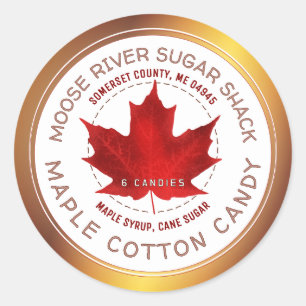 Maple Cotton Candy Copper Border Red Maple Leaf Classic Round Sticker