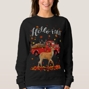Maple Deer Leaf Fall Autumn Red Truck Sweatshirt