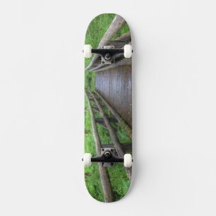 Maple Glade trail wooden bridge, ferns and Skateboard