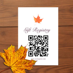 Maple Leaf Autumn Bridal Shower Registry Enclosure Card