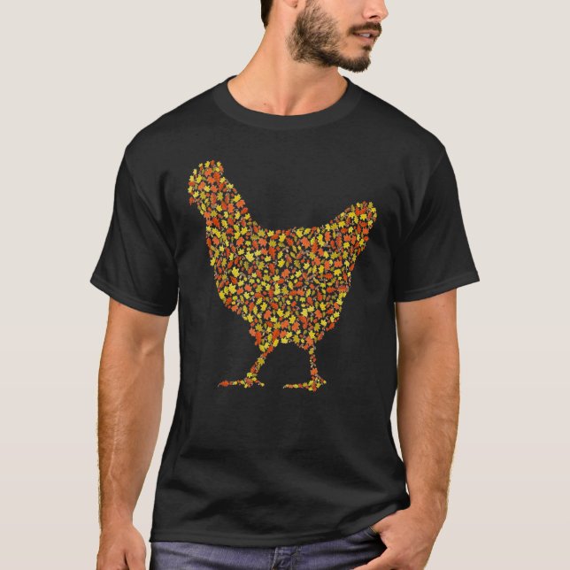 Maple Leaf Autumn Fall Chicken T-Shirt (Front)