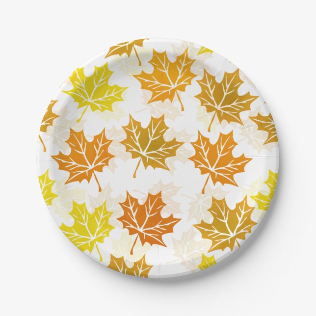 Maple Leaf Autumn Leaves Fall Foliage Thanksgiving Paper Plate (Front)