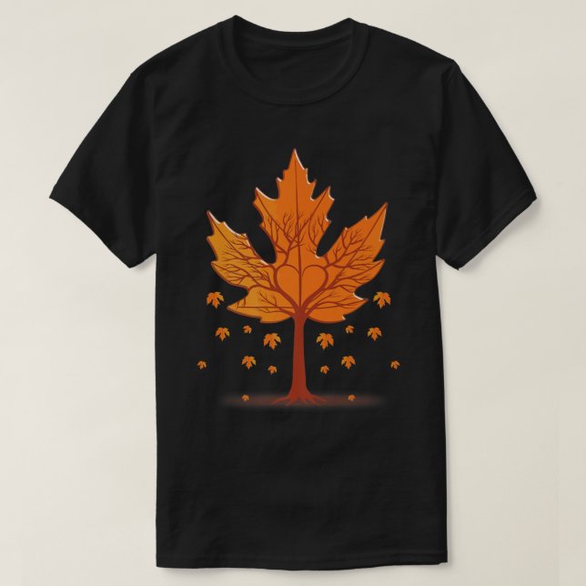 Maple Leaf Autumn Tree Orange Fall Leaves Season T-Shirt (Design Front)