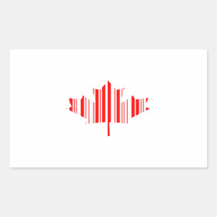 MAPLE LEAF BAR CODE CANADA FLAG Barcode Pattern Rectangular Sticker