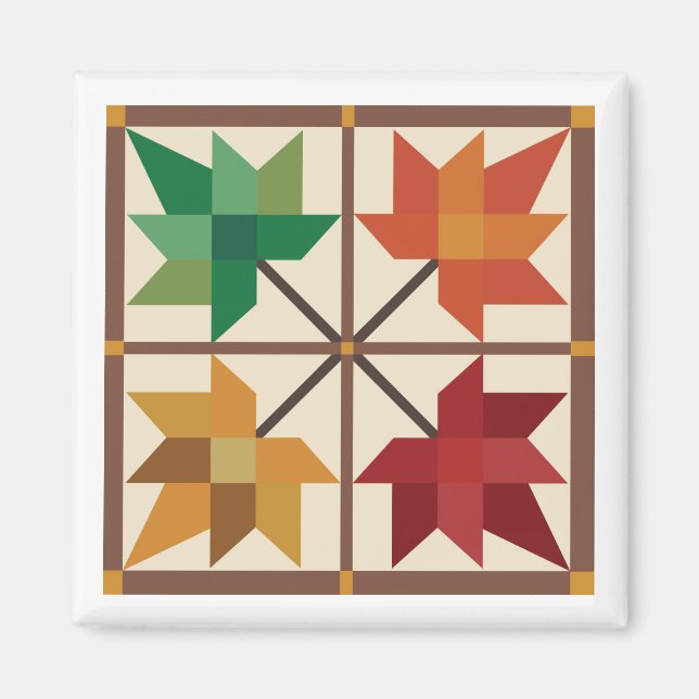 Maple Leaf Barn Quilt Magnet (Front)