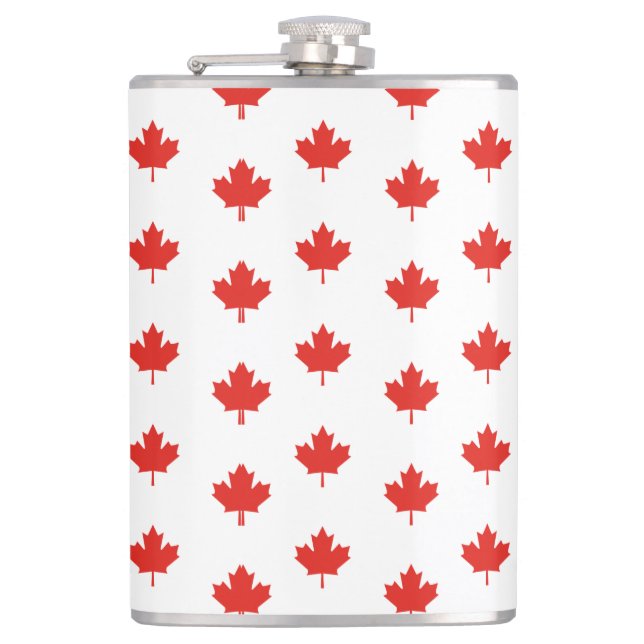 Maple Leaf Canada Flag Emblem Pattern-24105 Hip Flask (Front)