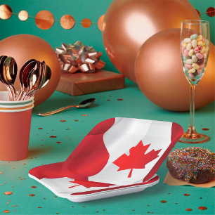 Maple Leaf Canada Flag Paper Plate